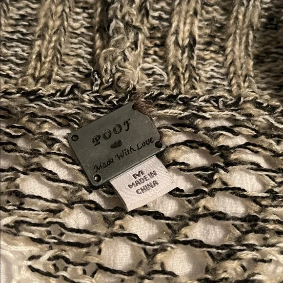 Gray and White Open Knit Women's Sweater - Picture 5 of 5